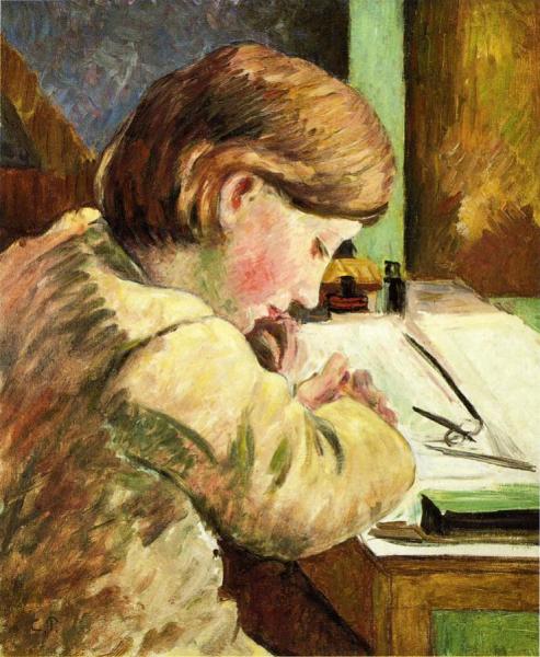 Paul Writing by Camille Pissarro