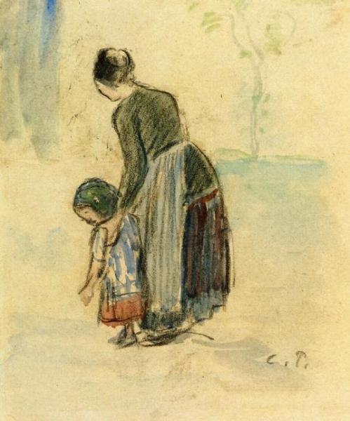 Peasant And Child by Camille Pissarro