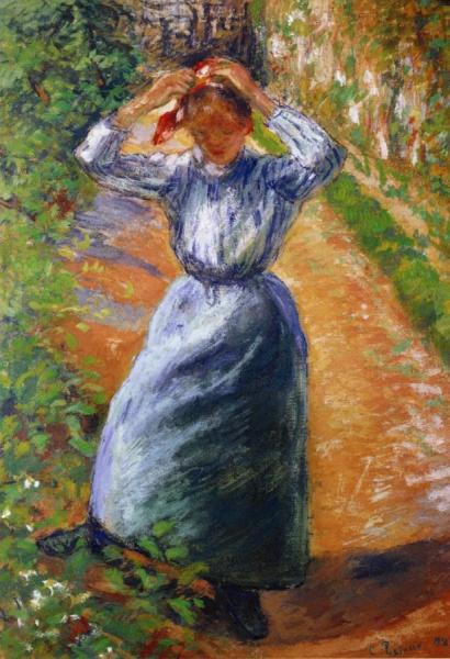 Peasant Donning Her Marmotte by Camille Pissarro