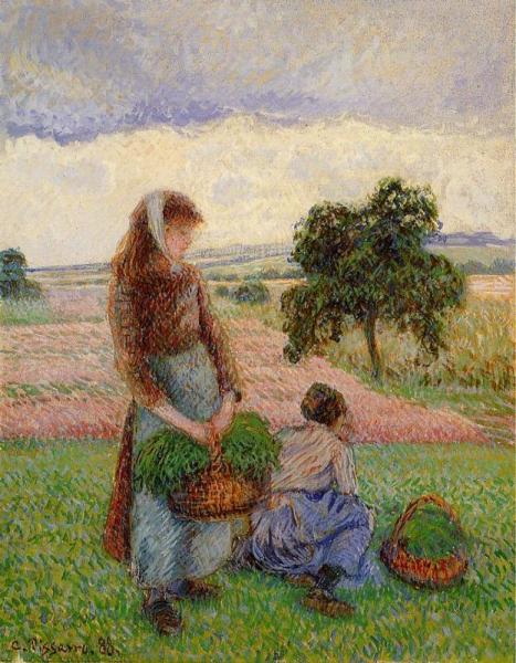 Peasant Woman Carrying A Basket by Camille Pissarro