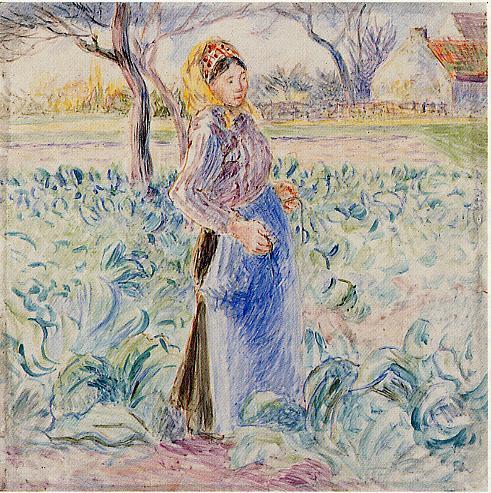 Peasant Woman In A Cabbage Patch by Camille Pissarro Oil Painting Reproductions