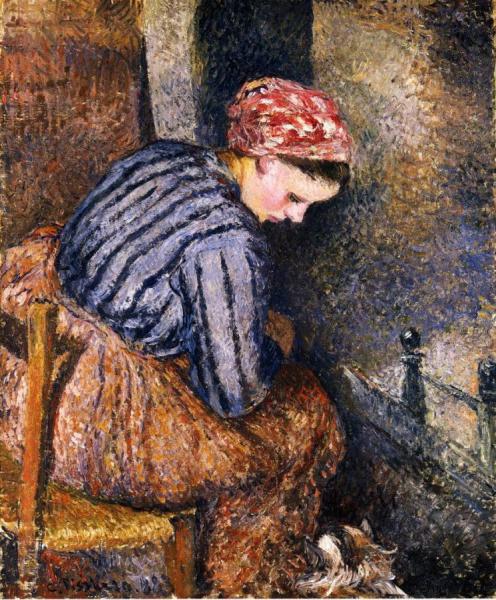 Peasant Woman Warming Herself by Camille Pissarro