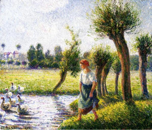 Peasant Woman Watching The Geese by Camille Pissarro