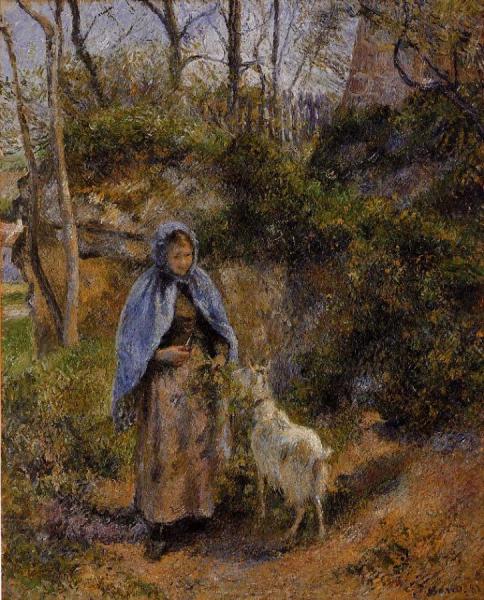 Peasant Woman With A Goat by Camille Pissarro
