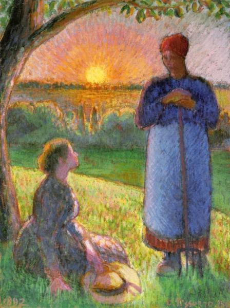 Peasant Women Conversing by Camille Pissarro Oil Painting Reproductions