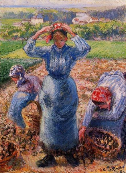 Peasants Harvesting Potatoes by Camille Pissarro