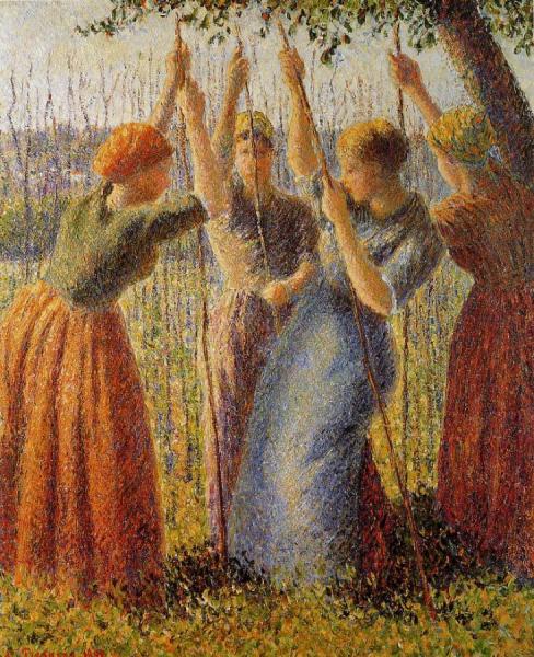 Peasants Planting Pea Sticks by Camille Pissarro