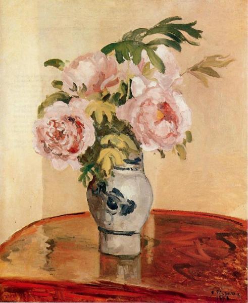 Pink Peonies by Camille Pissarro
