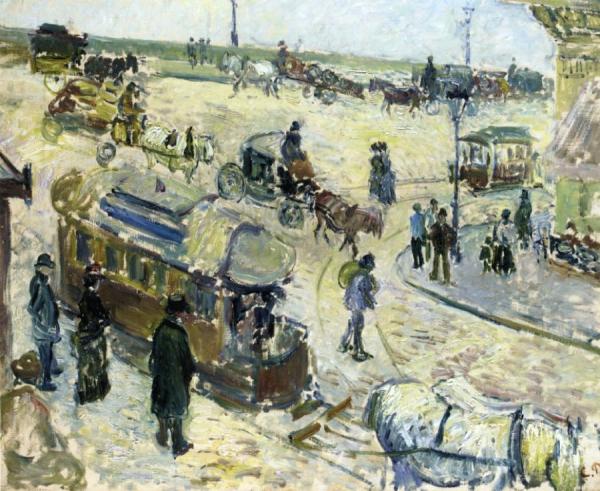 Place De La Republique, Rouen (with Tramway) by Camille Pissarro
