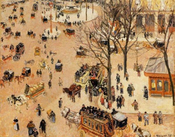 Place Du Theatre Francais by Camille Pissarro