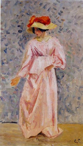 Portrait Of Jeanne In A Pink Robe by Camille Pissarro