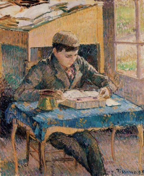 Portrait Of Rodo Reading by Camille Pissarro Oil Painting Reproductions