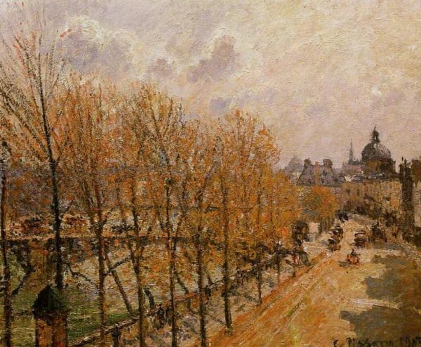 Quai Malaquais - Morning, Sun by Camille Pissarro