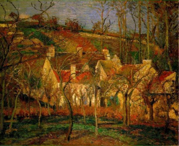 Red Roofs, Corner Of A Village, Winter by Camille Pissarro