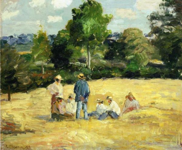 Resting Harvesters, Montfoucault by Camille Pissarro