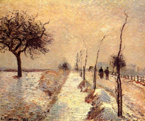 Road At Eragny: Winter by Camille Pissarro