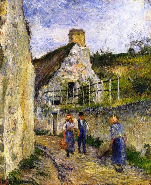 Rue Des Roches At Velhermeil, Auvers-sur-oise by Camille Pissarro