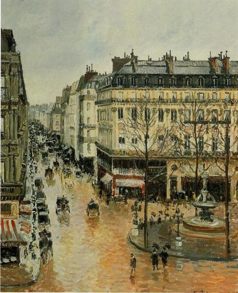 Rue Saint-honore: Afternoon, Rain Effect by Camille Pissarro Oil Painting Reproductions