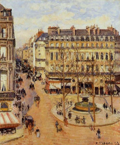 Rue Saint-honore: Morning Sun Effect, Place Du Theatre Francais by Camille Pissarro