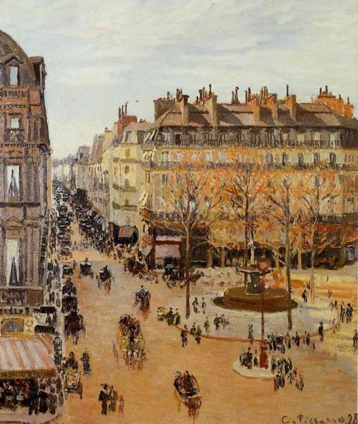 Rue Saint Honore: Sun Effect, Afternoon by Camille Pissarro