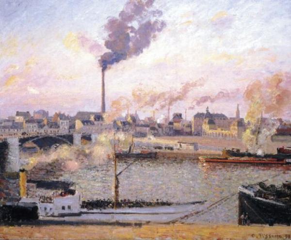Saint Sever, Rouen, Morning, Five O'clock by Camille Pissarro Oil Painting Reproductions