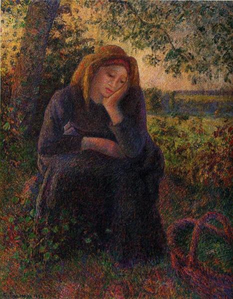 Seated Peasant by Camille Pissarro