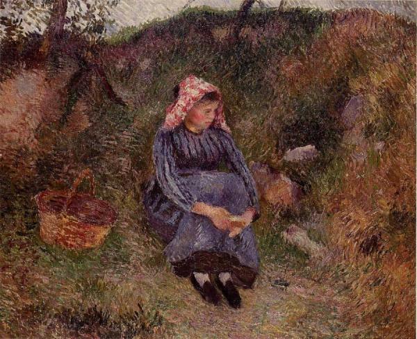 Seated Peasant Woman by Camille Pissarro