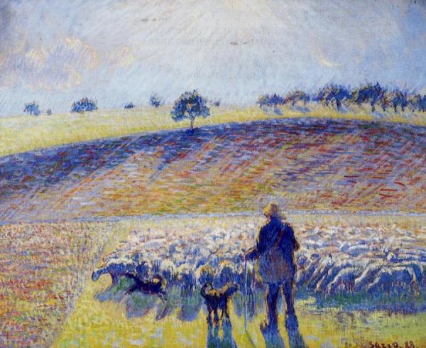 Shepherd And Sheep by Camille Pissarro