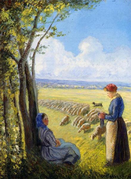 Shepherdesses by Camille Pissarro