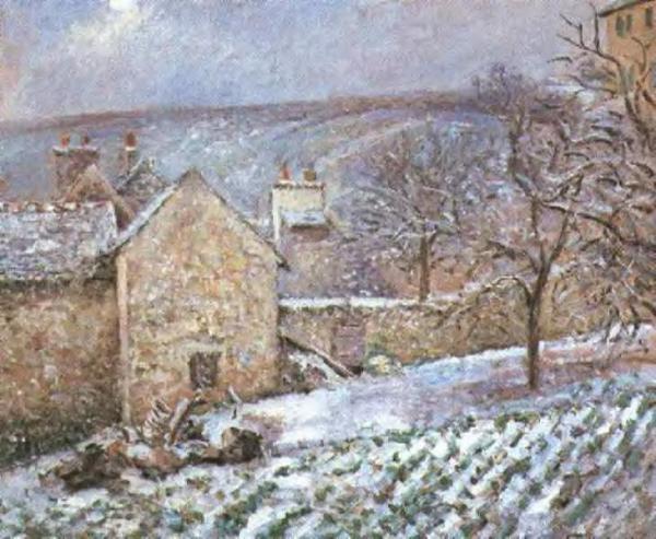 Snow At The Hermitage, Pontoise by Camille Pissarro