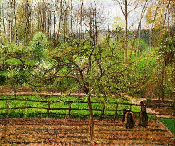 Spring, Gray Weather, Eragny by Camille Pissarro