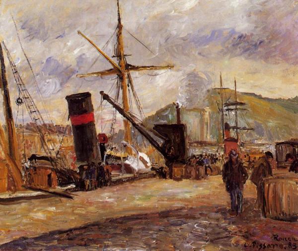 Steamboats by Camille Pissarro