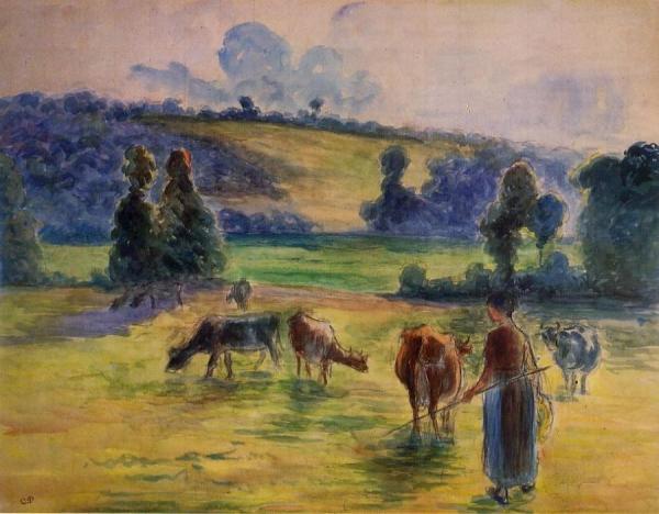 Study For 'cowherd At Eragny' by Camille Pissarro