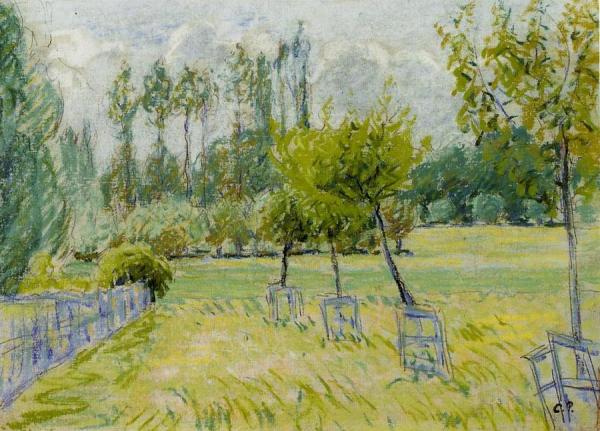 Study Of Apple Trees At Eragny by Camille Pissarro