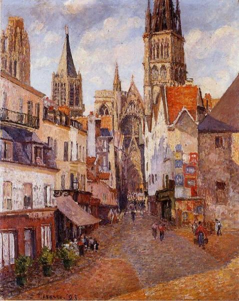 Sunlight, Afternoon, La Rue De L'epicerie, Rouen by Camille Pissarro