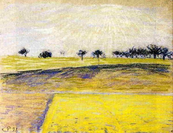 Sunrise Over The Fields, Eragny by Camille Pissarro