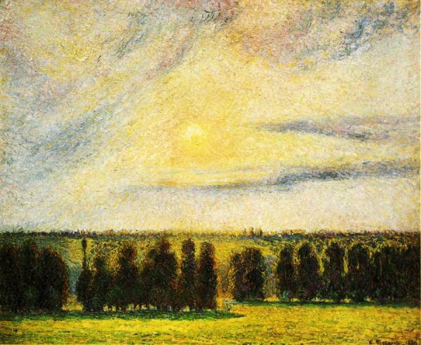Sunset At Eragny by Camille Pissarro