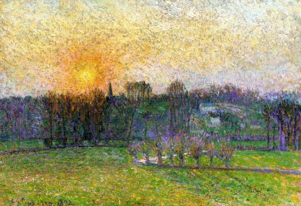 Sunset, Bazincourt by Camille Pissarro