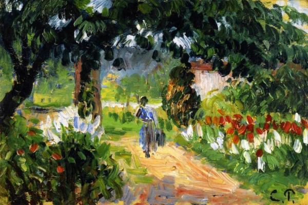 The Alley Of The Garden At Eragny (sketch) by Camille Pissarro
