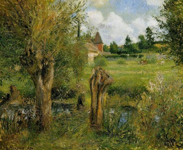 The Banks Of The Epte At Eragny by Camille Pissarro