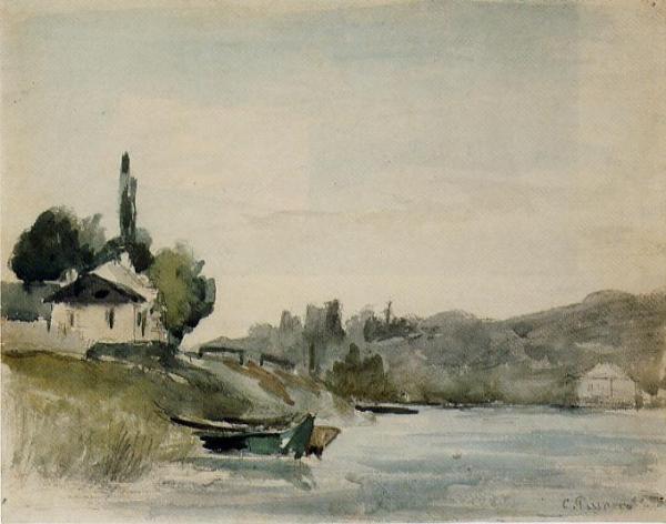 The Banks Of The Marne At Cennevieres by Camille Pissarro