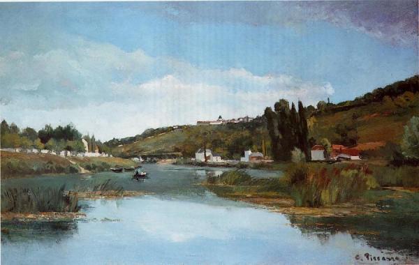 The Banks Of The Marne At Chennevieres by Camille Pissarro