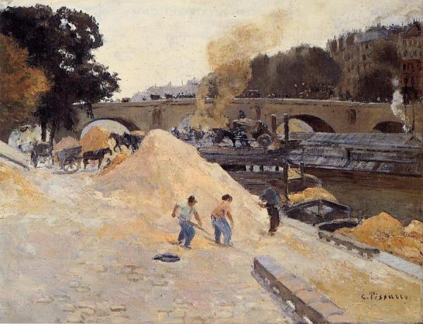 The Banks Of The Seine In Paris, Pont Marie, Quai D'anjou by Camille Pissarro