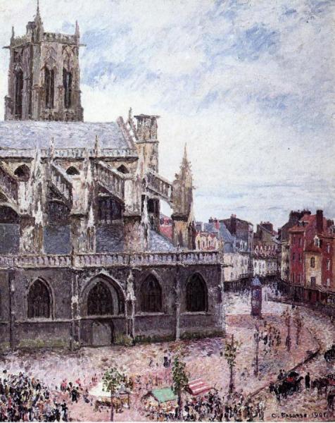 The Church Of Saint-jacues, Dieppe, Rainy Weather by Camille Pissarro