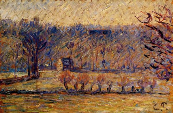 The Coast At Vaches-bazincourt: Snow Effect by Camille Pissarro Oil Painting Reproductions