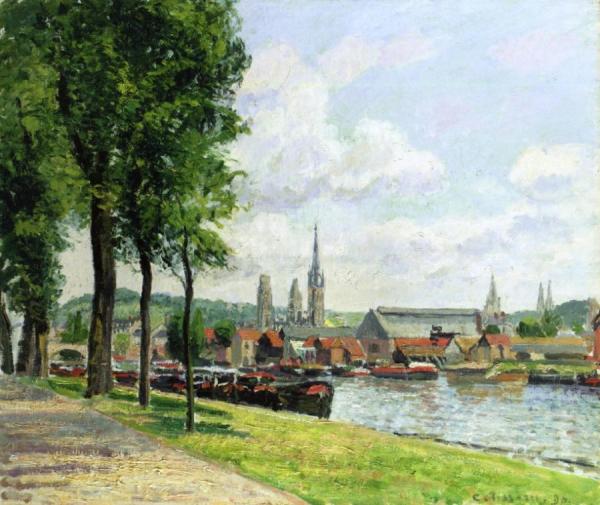 The Cours-la-reine, The Notre-dame Cathedral, Rouen by Camille Pissarro