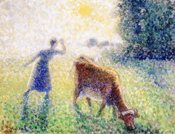 The Dairymaid, Morning, Sunshine by Camille Pissarro Oil Painting Reproductions