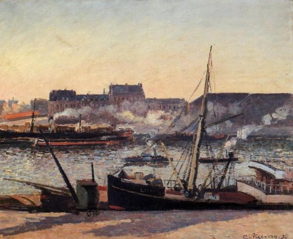 The Docks, Rouen: Afternoon by Camille Pissarro