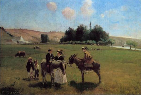 The Donkey Ride At Le Roche Guyon by Camille Pissarro