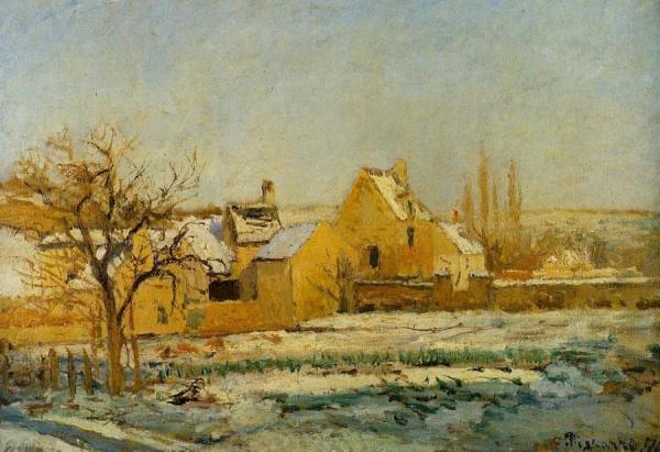 The Effect Of Snow At L'hermitage by Camille Pissarro